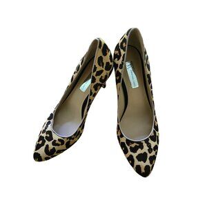 INC Leopard Heels Calf Fur Leather Stiletto Pump Sexy City Career Shoe Size: 8M
